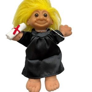 Vintage troll Graduation Plush Body Black Robe